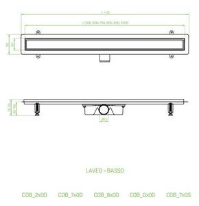 Laveo Basso, scurgere liniară cu grilă 50 cm, oțel, LAV-COB_250D