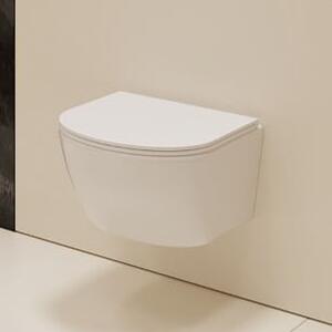 Invena Limnos vas wc cu capac soft-close agăţat fără margine cu spălare turbionară alb lucios CE-93-001