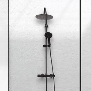 Invena Musta set de duș perete cu termostat cu duș de ploaie negru AU-84-004