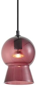 Lampă suspendată retro neagră cu sticlă violet pentru sistem de șină monofazat - Iconic Bell