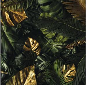 Tablou sticlă Green-Gold Foliage 30x30 cm