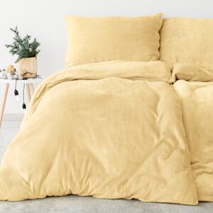 Goldea lenjerie de pat din micropluș - galben crem 140 x 200 și 70 x 90 cm