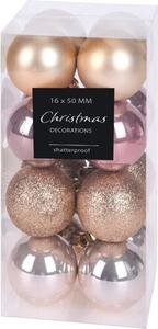 Set ornamente de Crăciun, Agira 16 buc., roz , diam. 5 cm