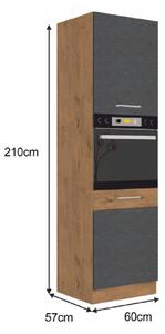 Dulap de bucătărie pentru electrocasnice încorporate 60 DP-210 2F Velaga (gri mat + stejar lancelot). 1015885