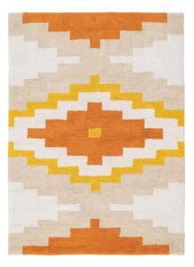 Covor portocaliu lavabil din bumbac 100x135 cm Azteca – Ixia