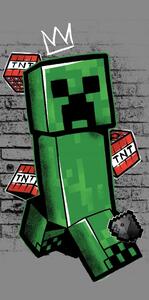 Prosop pentru copii verde-gri din bumbac 70x140 cm Minecraft "Metro Art Creeper" – Jerry Fabrics