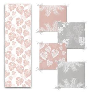 Set napron de masă și perne de scaun 5 buc. Tropical Leaves – Mila Home