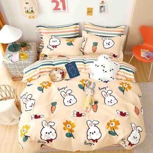 Lenjerie de pat 1 persoana, bumbac finet, 4 piese, 2 fete, 1SP66