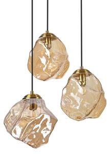 Lustră suspendată pe cablu CRISTAL 3xE14/15W/230V alamă/bej fumuriu