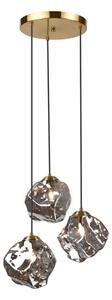 Candelabru suspendat pe cablu CRISTAL, 3x E14/15W/230V, alamă/negru fumuriu