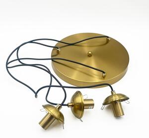 Candelabru suspendat pe cablu CRISTAL, 3x E14/15W/230V, alamă/negru fumuriu