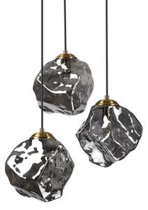 Candelabru suspendat pe cablu CRISTAL, 3x E14/15W/230V, alamă/negru fumuriu