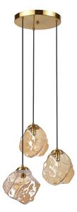 Lustră suspendată pe cablu CRISTAL 3xE14/15W/230V alamă/bej fumuriu