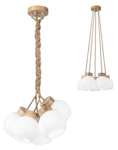 Candelabru pe cablu LOOMIS 5xE27/15W/230V 83 cm bej/stejar