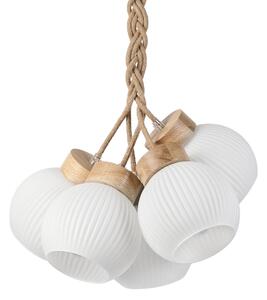 Candelabru pe cablu LOOMIS 5xE27/15W/230V 83 cm bej/stejar