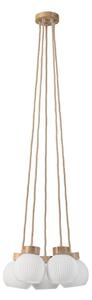 Lustru suspendat pe cablu LOOMIS, 5x E27 / 15 W / 230 V, 130 cm, bej/stejar