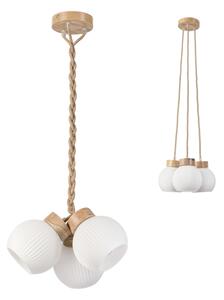 Lustră pe cablu LOOMIS 3x E27/15W/230V, 83 cm, bej/stejar