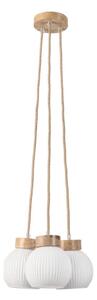 Lustră pe cablu LOOMIS 3x E27/15W/230V, 83 cm, bej/stejar