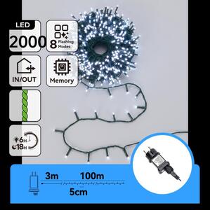Aigostar - Ghirlandă de Crăciun LED pentru exterior 2000 x LED/8 funcții 103 m IP44 alb rece
