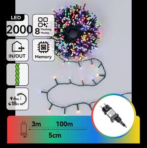 Aigostar - Ghirlandă LED de Crăciun pentru exterior 2000xLED/8 funcții 103m IP44 multicolor