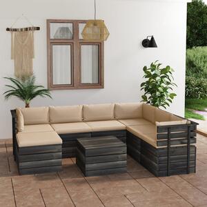 Set mobilier grădină paleți cu perne, 8 piese, lemn masiv pin