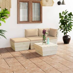 Set mobilier grădină din paleți, cu perne, 4 piese, lemn molid