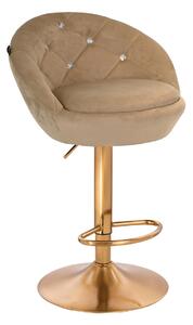 HR948W Scaun Latte din Catifea cu Bază Aurie