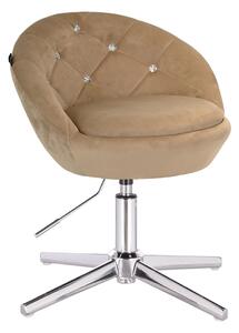 HR948CROSS Scaun Latte din Catifea cu Bază Cromata