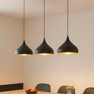 Lindby Elamira lampă suspendată, negru, metal, 133cm, 3 becuri., reglabil, Negru, Camera de zi / sufragerie, Metal, Modern