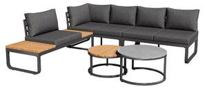 Set de mobilier de grădină pentru 4-5 locuri, 2 mese de cafea integrate, perne de șezut și perne confortabile, Gri