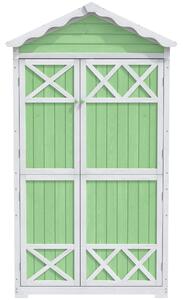 Depozit exterior pentru mobilier de grădină din lemn, design rezistent la intemperii cu întărituri stabile în formă de X, 93x45x179 cm, Verde