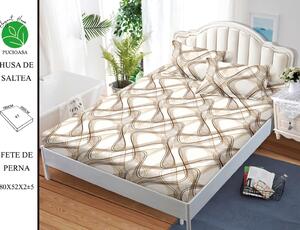 Husa de pat cu elastic 180x200 din Bumbac Finet + 2 Fete de Perna - Abstract