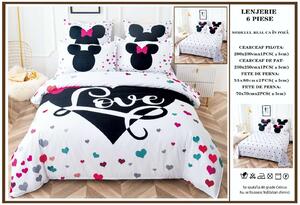 Lenjerie De Pat Finet Premium Pat Dublu - Minnie Mickey Love