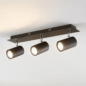 Lindby Spot de plafon Joffrey, 49cm, negru, 3 becuri, GU10, reglabil, Negru, Camera de zi / sufragerie, Metal, Modern