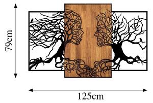 Decoratiune de perete lemn Tree Love - 312, Negru, 3x79x125 cm