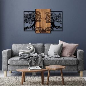Decoratiune de perete lemn Tree Love - 312, Negru, 3x79x125 cm