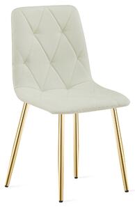 Scaun Bucatarie/Dining Fido ,Picioare Aurii, Textil Bej