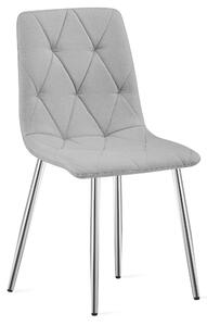 Scaun Bucatarie/Dining Fido ,Picioare Cromate, Textil Gri Deschis