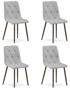 Set 4 Scaune Bucatarie/Dining Fido Picioare Finisaj Lemn Culoare Nuc , Gri Deschis