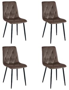 Set 4 Scaune Bucatarie/Dining Fido, Catifea Maro Inchis
