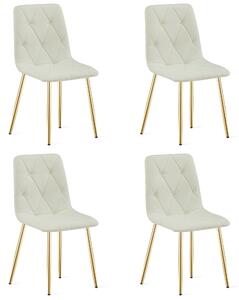 Set 4 Scaune Bucatarie/Dining Fido, Picioare Aurii,Textil Bej