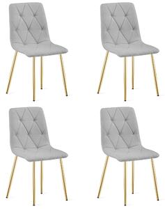 Set 4 Scaune Bucatarie/Dining Fido, Picioare Aurii,Gri Deschis