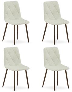 Set 4 Scaune Bucatarie/Dining Fido Picioare Finisaj Lemn Culoare Nuc , Textil Bej