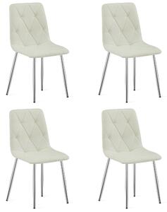 Set 4 Scaune Bucatarie/Dining Fido, Picioare Cromate,Textil Bej