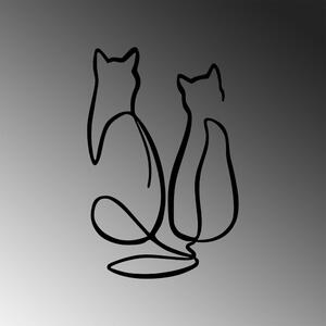 Decoratiune de perete Metal Couple Cat Love, Negru, 0.15x48x72 cm