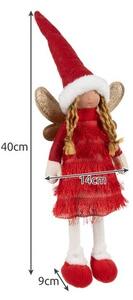 Figurina decorativa zana Craciun, aripi cu glitter, inaltime 40 cm