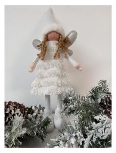 Figurina Craciun, zana cu aripi, glitter alb, inaltime 40 cm