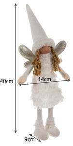 Figurina Craciun, zana cu aripi, glitter alb, inaltime 40 cm