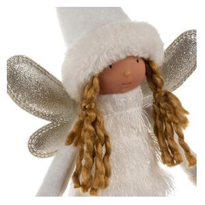 Figurina Craciun, zana cu aripi, glitter alb, inaltime 40 cm