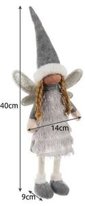 Figurina zana Craciun, decor brad sau masa festiva, inaltime 40 cm, gri